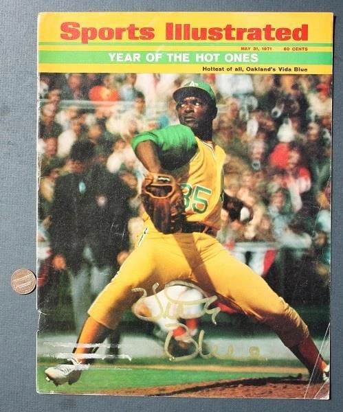 Oakland A's Star Vida Azul Firmado Autografiado 1971 SI Magazine Cover Murió 2023 - Foto 1 de 1
