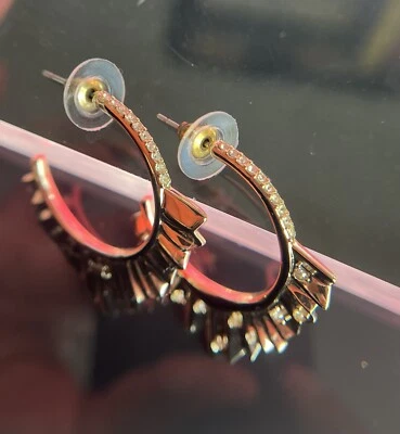 Women’s Alexis Bittar Crystal Encrusted Pleated Ruffle Hoop Earrings - Image 1 of 4