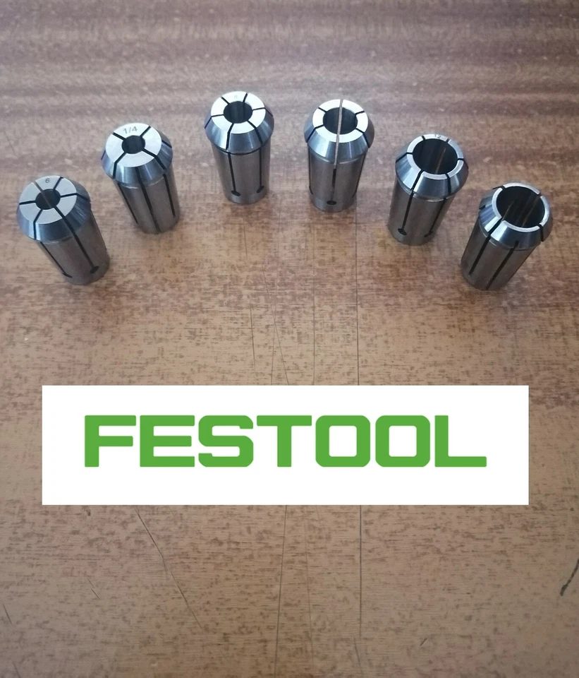 Festool Router Collet Set of 6 Collets (6mm, 8mm,12mm, 1/4", 3/8",1/2") - Image 1 of 4