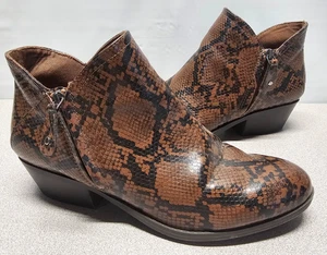 So Brown & Black Faux Snakeskin Ankle Booties Womens Size 10 Boots - Picture 1 of 9