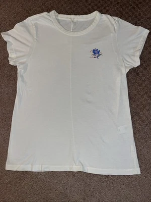 Rag & Bone Women’s Classic Ivory Slub Tee Sz M Flower Organic Cotton Peru - Image 1 of 4