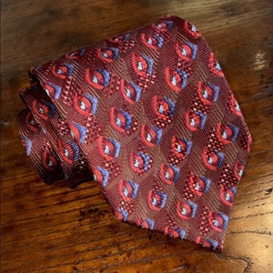 Ermenegildo Zegna Geometric Silk Necktie Formal Business Classic - Picture 1 of 6