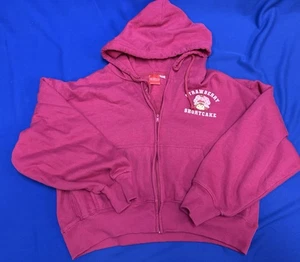 Vintage 2000s Strawberry Shortcake 79 Pink Zip Up Hoodie Y2K Cropped Retro - Picture 1 of 5
