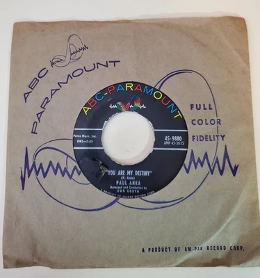 Paul Anka YOU ARE MY DESTINY  (POP 45) #9880 PLAYS VG+ TO VG++ - Image 1 of 4