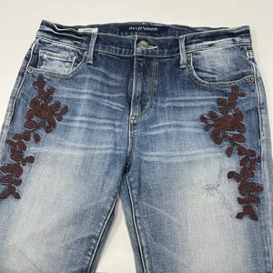 Driftwood Jackie Floral Embroidered Vintage Faded Denim Jeans Women’s 28 x 29 - Picture 1 of 7
