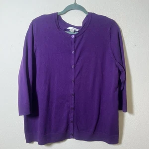 Damen CJ Banks 1X Lila Strickjacke Pullover Rundhals Kragen Strick Rippbündchen - Bild 1 von 9