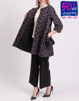 RRP€380 BLUGIRL Jacquard Coat IT42 US6 UK10 M Floral Lined 3/4 Sleeve - Image 1 of 4