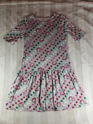 Nickelodeon JoJo Siwa Unicorn Soft Knit Dress Girls Gray Rainbow Stars L 10 12 - Image 1 of 4