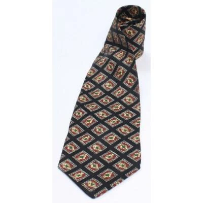 Мужской шелковый галстук Enzo с геометрическим узором стандартных размеров многоцветный черный - Изображение 1 из 3