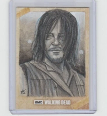 WALKING DEAD SEASON 6 DARYL DIXON SKETCH CARD BY ARTIST MOHAMMAD JILANI  1/1! - Image 1 of 2