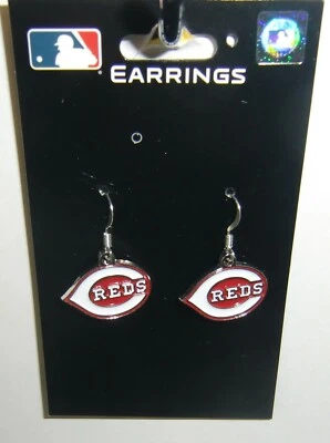 Cincinnati Reds Dangle Earrings (Chrome) MLB Licensed Baseball Jewelry - Image 1 of 3