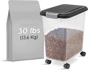 IRIS USA Airtight Dog Food Storage Container, Up to 30 lbs, 30 Black  - Picture 1 of 7