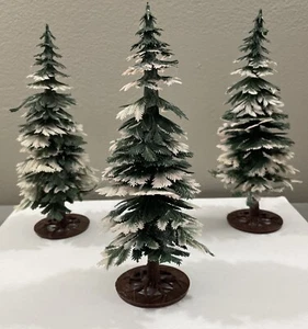 3 Vintage 7” Empire Made Plastic Frosted Pine Trees - Picture 1 of 2