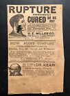 1894 Antique Newspaper RUPTURE CURED Ad QUACK DOCTOR ODD Medical & Apothecary
