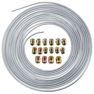 3/16 inch 25 feet with 16pcs Fitting Kit Steel Zinc Brake Line Tubing Coil - Image 1 of 4