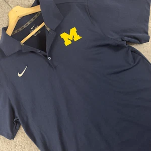 Nike Michigan Wolverines Poloshirt Herren XL Navy Blau Dri Fit Golf Logo NCAA - Bild 1 von 7