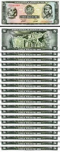 Peru 5 Soles De Oro 1974, UNC, 20 Pcs LOT, Consecutive, P-99c - Picture 1 of 5