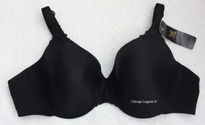 Nwt Wacoal 85514 "Bodysuede" Contorno, Aro, Sujetador con Relleno, Negro, 38D - Picture 1 of 7