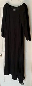 Escada Couture Silk Velvet Gown Black Dress Zip Back And Long Sleeve Size 40 - Picture 1 of 12
