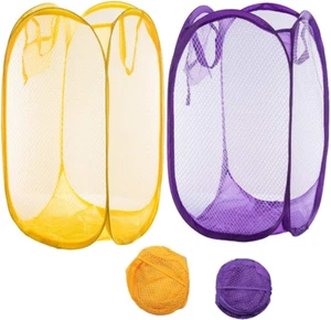 Mesh Popup Laundry Hamper, Foldable 2 Pack Portable Dirty Clothes Basket Collaps - Picture 1 of 12