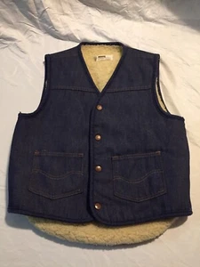 Vintage 70er 80er Montgomery Ward Denim Jeans Weste Vlies Sherpa gefütterte Hausarbeit Medium - Bild 1 von 9