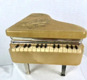 Alabaster Schmuckkästchen Flügel handgeschnitzt in Italien gold Vintage - Bild 1 von 15