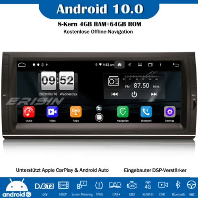 10.25" 8-Kern 64GB DSP Autoradio Android 10.0 DAB+ CarPlay BMW 5er E39 X5 E53 M5 - Bild 1 von 4