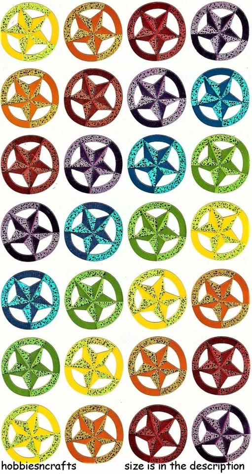 Stars IN Kreise Sticko Metallisch Sticker - 28 Hell Bunt Sticker - Bild 1 von 1