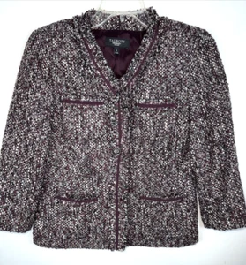 Talbots Womens Wool Blend Tweed Jacket Size 2P Old Money Preppy Burgundy Red - Picture 1 of 6