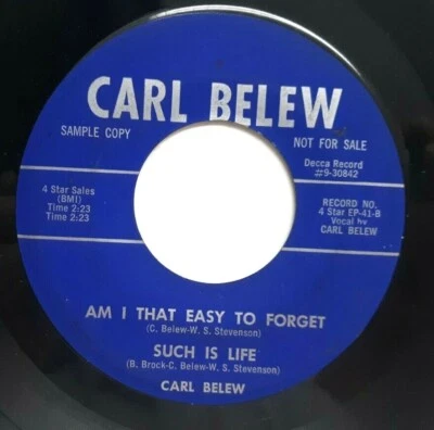  45 RPM ROCKABILLY PATSY CLINE / CARL BELEW CRY, NOT FOR ME / YES I UNDERSTAND - Image 1 of 2