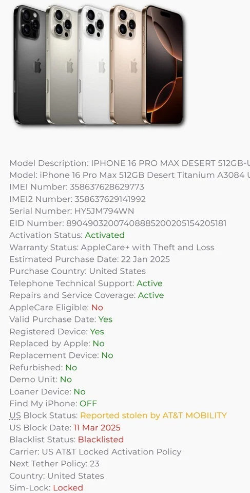Información de servicio de Apple Comprobar SIMLOCK|LISTA NEGRA| ESTADO DE ICLOUD|Transportista|Encontrar mi iPhone Foto 1 de 4