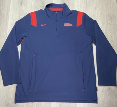 Ole Miss Rebels Nike Pullover Men Large Blue Team Coach Vent 1/4 Zip Windbreaker - Image 1 of 4