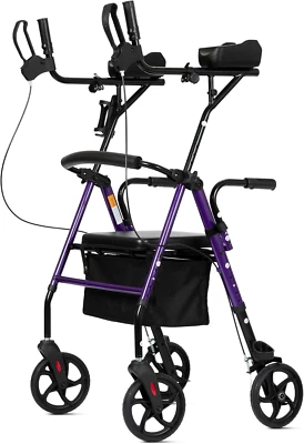 Upright Walker, Stand up Rollator Walker with Padded Seat and Backrest, Compact - Imagem 1 de 4