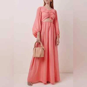 Staud Coral Recycled Nylon Tangier Maxi Dress NWT Medium Seen On Katy Perry - Picture 1 of 13