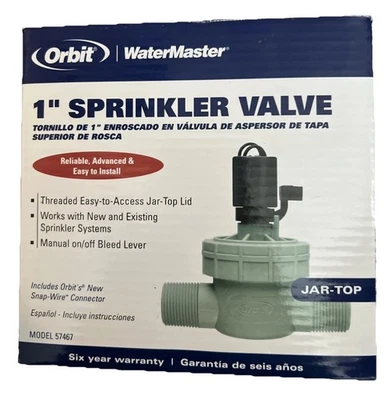 Sprinkler Valve 1” Orbit In-line  Jar Top Valve EZ Install W/Snap Wire Connector - Image 1 of 4