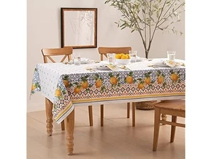 Elrene Home Fashions Capri Lemon Double Border Tablecloth - Picture 1 of 7