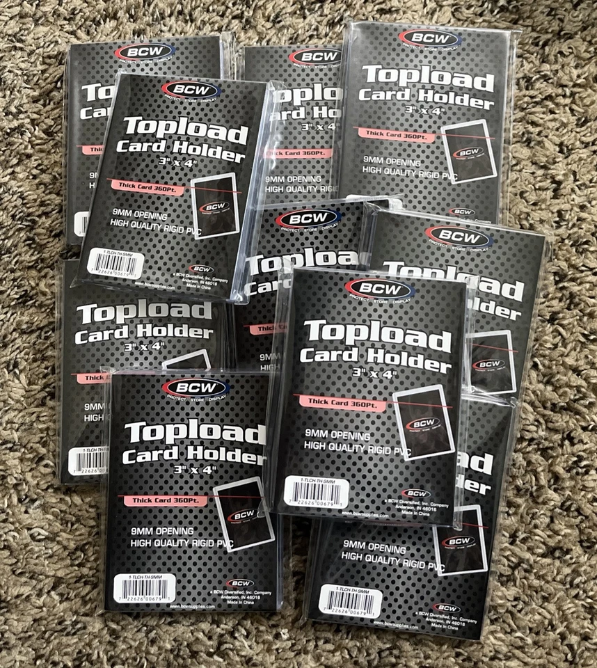 Lot (10) BCW 3X4 Thick Card 360Pt. 9MM Rigid Toploaders Topload Card Holder - Image 1 of 1