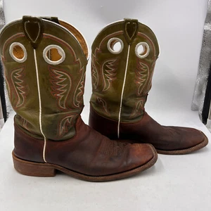 Justin Bent Rail Boots Western Men 9.5 D Brown 11” Square Toe USA * NO SOLES * - Picture 1 of 19