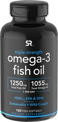 Sports Research Triple Fuerza Omega 3 Aceite de Pescado - Suplemento de Aceite de Pescado Burpless Foto 1 de 4
