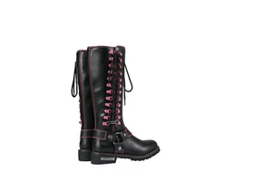 Dream Apparel® Women Biker Long Boots with Pink Laces - Picture 1 of 8