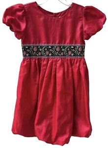 Hanna Andersson 110 Sz 5 Red Bubble Dress Nordic Ribbon Holiday - Picture 1 of 8