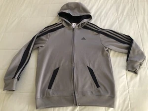 Adidas Boys Full Zip Grey Hoodie Age 13-14 Years L Logo Track Jacket Sports - Picture 1 of 4