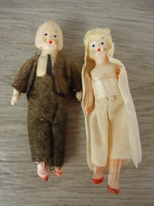 Cake topper matrimonio vintage bambole sposo plastica figure bionde made in Japan - Foto 1 di 8