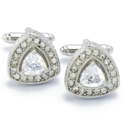 Gemelos - Plata triangular con piedra blanca Foto 1 de 4