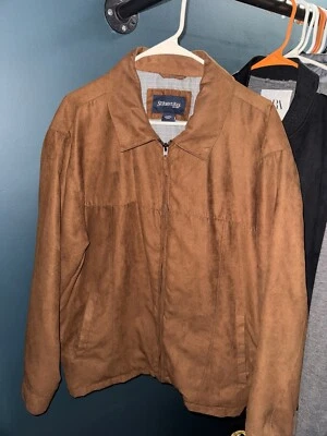 St. Johns Bay Men's Brown Suede Leather Bomber Jacket L - Image 1 of 3
