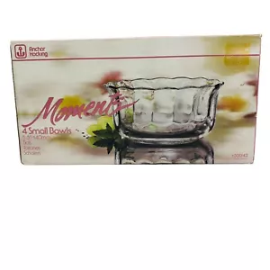 Set Of 4 Vintage Anchor Hocking Moments 5.5” Small Glass Bowls New Original Box - Picture 1 of 1