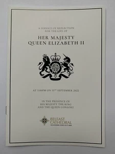 Orden Funeral Oficial de la Reina Isabel II Servicio de Reflexión Belfast 13/9/22 - Imagen 1 de 3