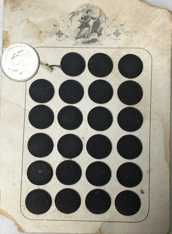 Antique Black Fabric Covered Mourning Buttons on Card Cover