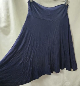 Urban CoCo Women's Basic Elastic Waist A-line Solid Flared Midi Skirt, Navy, M - Picture 1 of 7