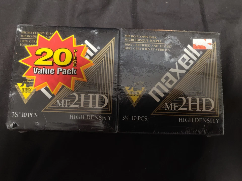 Paquete de 20 disquetes Maxell MF2HD de valor nuevo stock antiguo caja sellada Foto 1 de 4